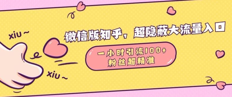 微信版知乎，超隐蔽流量入口1小时引流100人，粉丝质量超高【揭秘】 -1