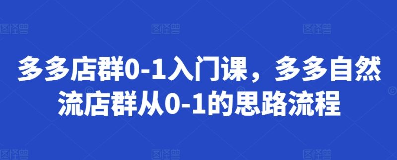 多多店群0-1入门课，多多自然流店群从0-1的思路流程 -1