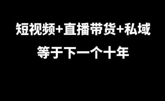 短视频+直播带货+私域等于下一个十年，大佬7年实战经验总结 -1