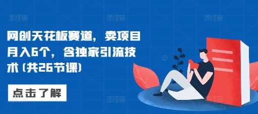 网创天花板赛道，卖项目月入6个，含独家引流技术(共26节课) -1