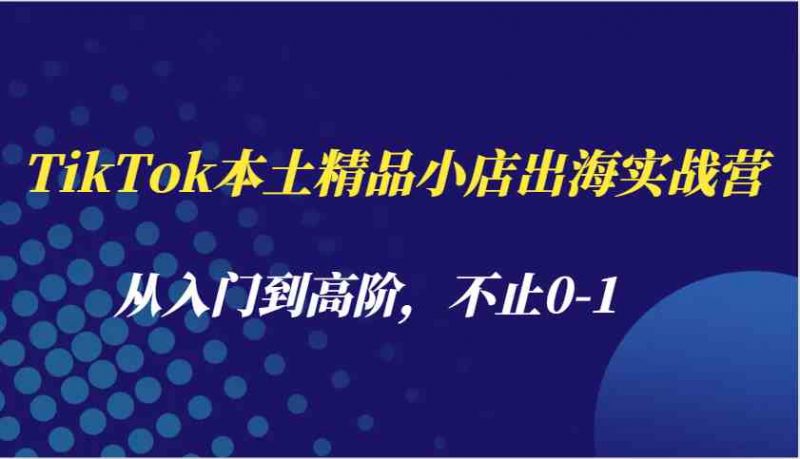 TikTok本土精品小店出海实战营，从入门到高阶，不止0-1 -1