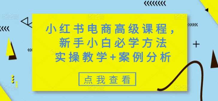 小红书电商高级课程，新手小白必学方法，实操教学+案例分析 -1