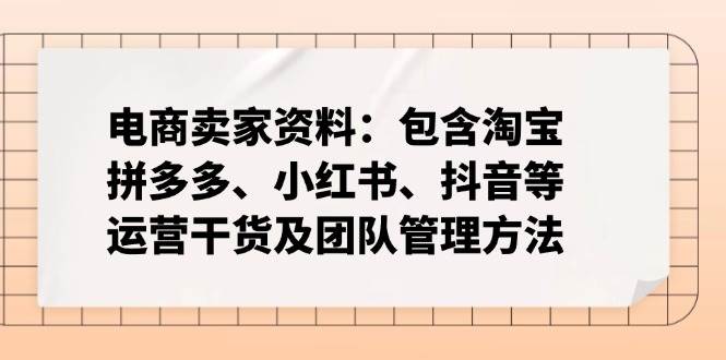 电商卖家资料：包含淘宝、拼多多、小红书、抖音等运营干货及团队管理方法 -1