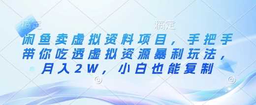 闲鱼卖虚拟资料项目，手把手带你吃透虚拟资源暴利玩法，月入2W，小白也能复制 -1